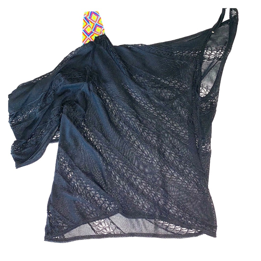 Black See Though Top with Beaded Strap